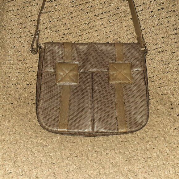 Vintage LANCEL PARIS 1876-Messenger Bag-Chevron-Grey/Green Leather/Shoulder-EX - Picture 2 of 12